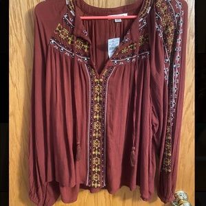 NWT Burgundy americans eagle blouse